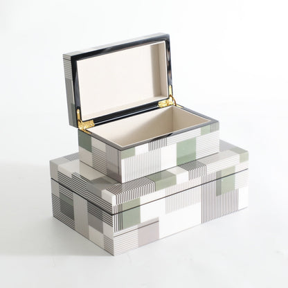 Functional White, Green & Grey MDF Storage Box