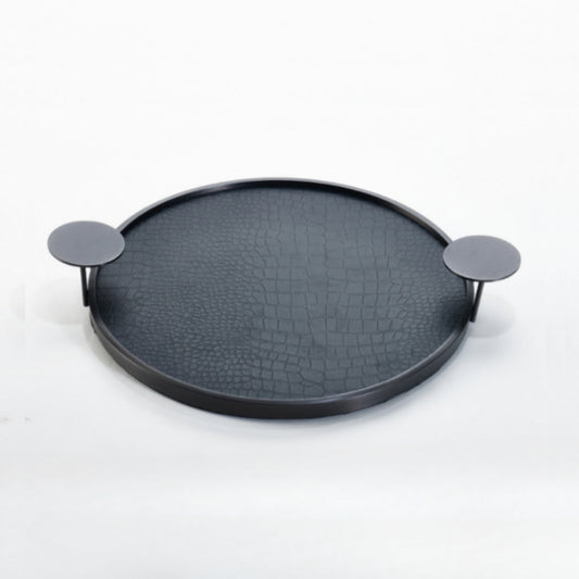 Regal Circlet Round Leather Decorative Tray