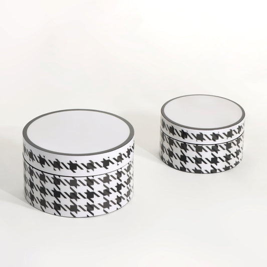 Classic Houndstooth Pattern Round Storage Box