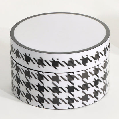 Classic Houndstooth Pattern Round Storage Box