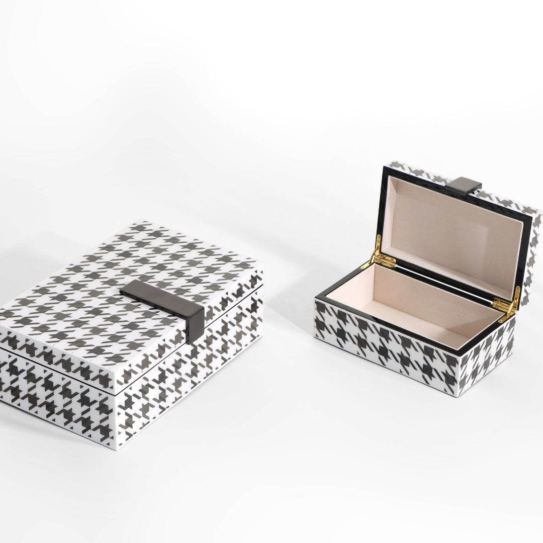 Monochrome Houndstooth Rectangular Storage Box