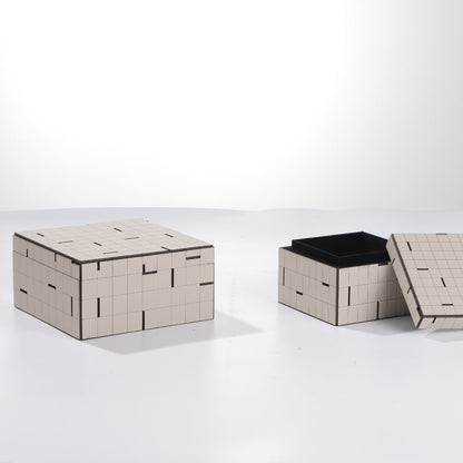 Stylish Beige Leather Square Storage Box