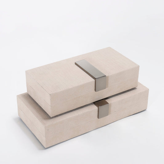 Chic Beige PU Leather Square Storage Box
