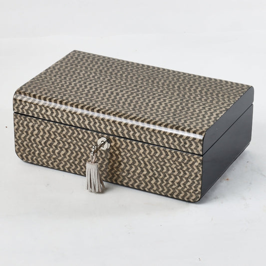 Modern Light Brown MDF Square with Lock Storage Box