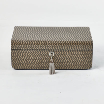 Modern Light Brown MDF Square with Lock Storage Box