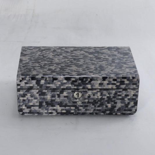 Secured Elegance Grey & Black MDF Locked Storage Box