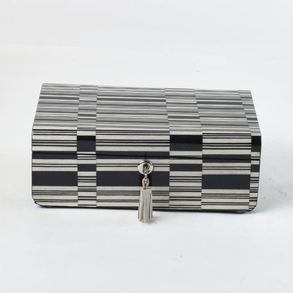 Contemporary Black & White MDF Square with Lock Storage Box