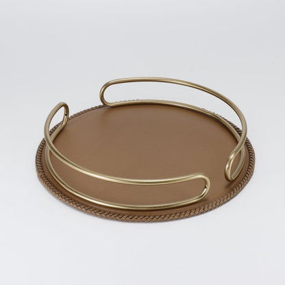Lush Deep Oasis Circular Leather Decorative Tray