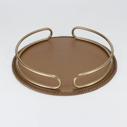 Lush Deep Oasis Circular Leather Decorative Tray
