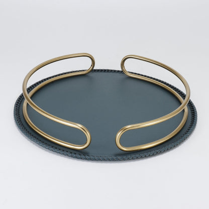 Lush Deep Oasis Circular Leather Decorative Tray