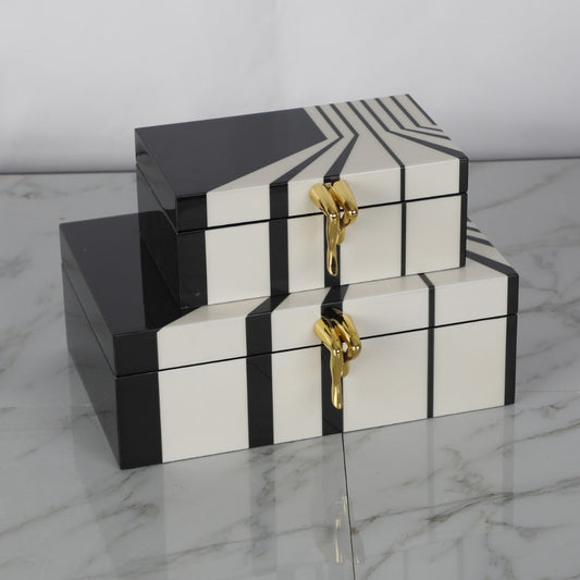 Elegance in Contrast Black & White MDF Storage Box