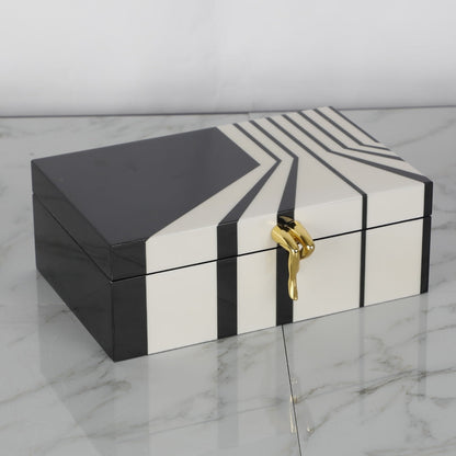 Elegance in Contrast Black & White MDF Storage Box