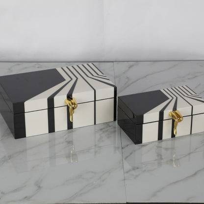 Elegance in Contrast Black & White MDF Storage Box