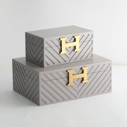 Contemporary Matt Grey MDF and Metal Storage Box