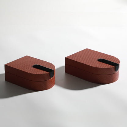 Chic Orange Red PU Leather and MDF Storage Box