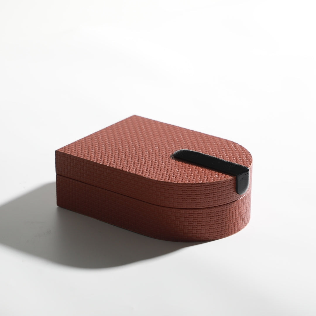 Chic Orange Red PU Leather and MDF Storage Box