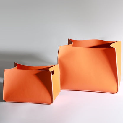 Vibrant Storage Elegance Orange Micro-Fiber Leather Storage Bag