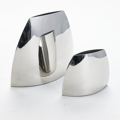 Majestic Silver Steel Statement Vase