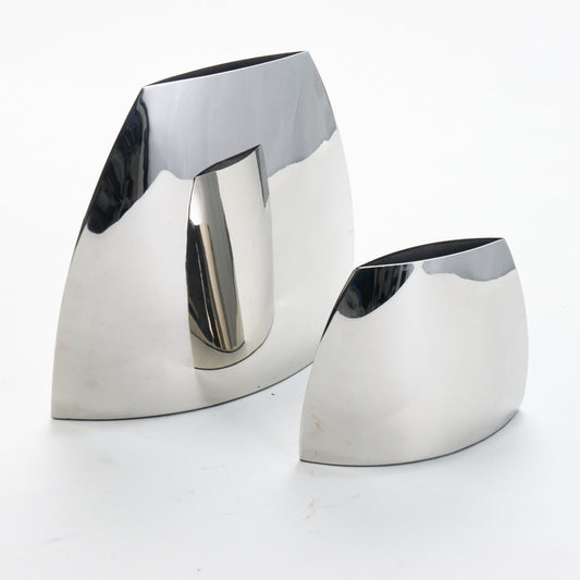 Majestic Silver Steel Statement Vase