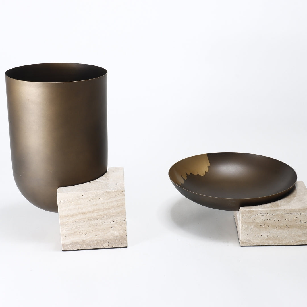 Elegance in Bronze and Marble Vase
