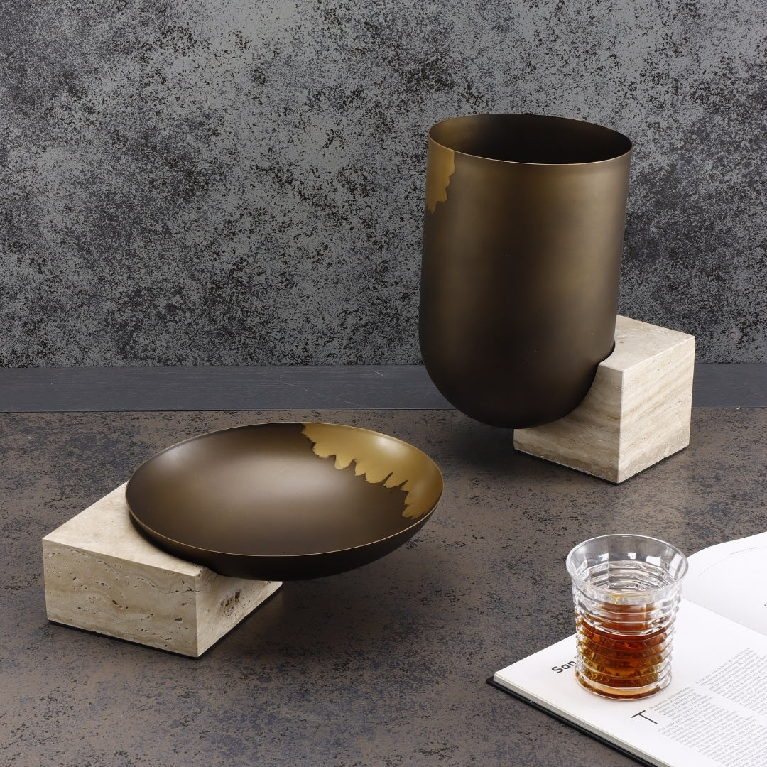 Elegance in Bronze and Marble Vase