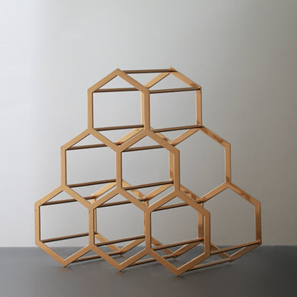 Hexagonal Elegance Antique Brass Wine Rack