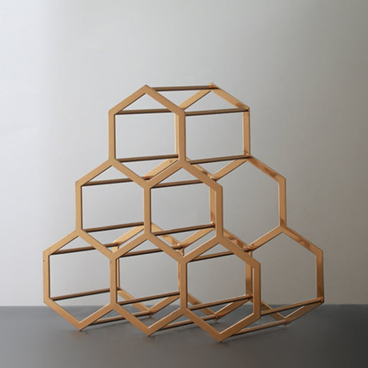 Hexagonal Elegance Antique Brass Wine Rack