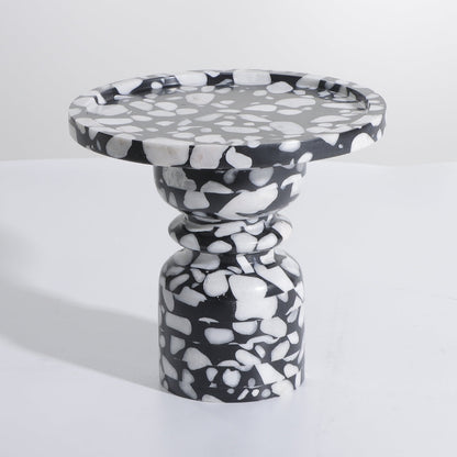 Ebony & Alabaster Marble Cake Decorative Tray