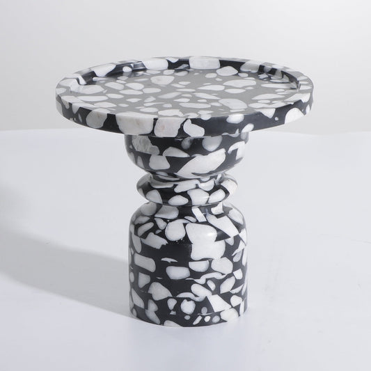 Ebony & Alabaster Marble Cake Decorative Tray