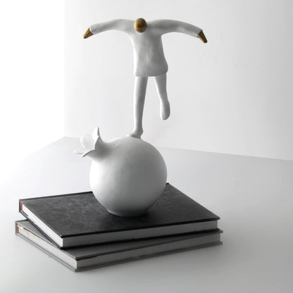 Sculpted Balancing Serenity White Resin Sculpture