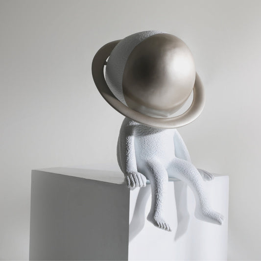 Harmony in Contrast Silver & White Resin Sculpture