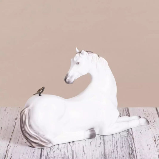 Equestrian Elegance Ivory Resin Horse Sculpture
