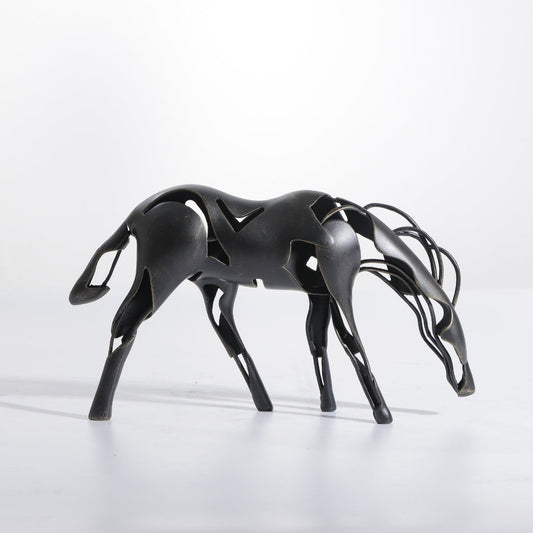 Mystic Equine Black Tin-Alloy Abstract Horse Sculpture