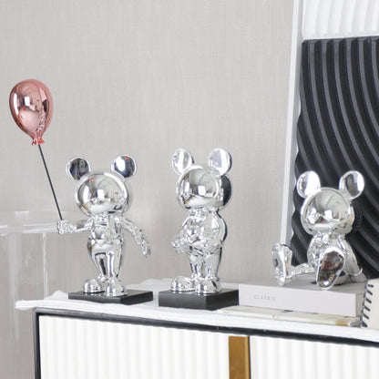 Whimsical Reverie Silver Resin Cartoon Sculpture