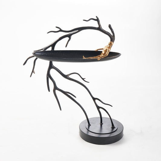 Lunar Luminance Black Marble & Alloy Moon Sculpture