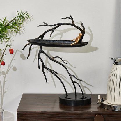 Lunar Luminance Black Marble & Alloy Moon Sculpture