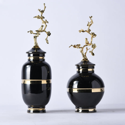 Gloden Midnight Bloom Decorative Vase