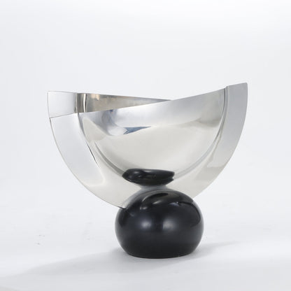 Marble & Steel Silver Showcase Vase