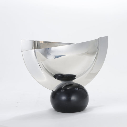 Marble & Steel Silver Showcase Vase
