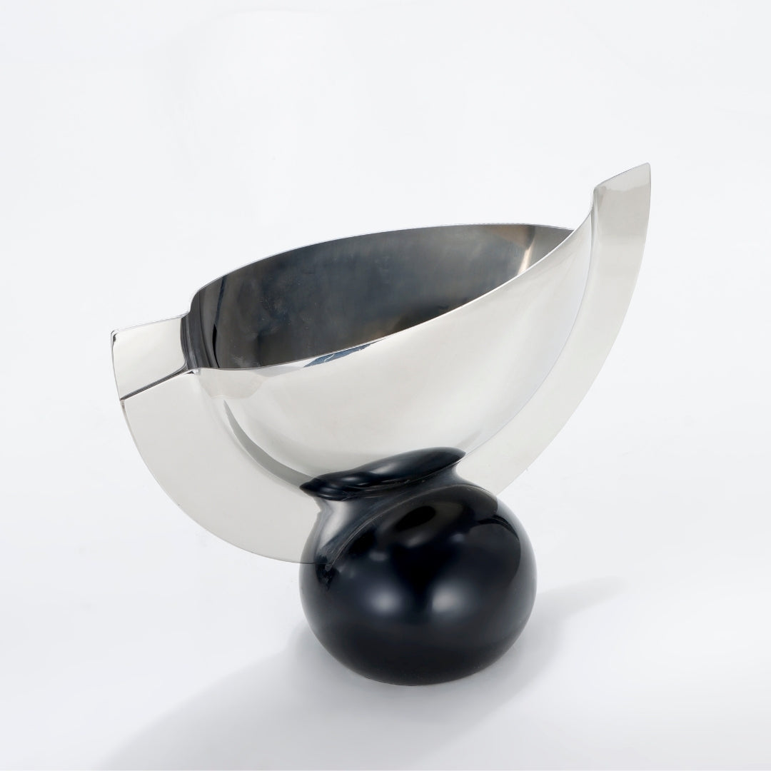 Marble & Steel Silver Showcase Vase