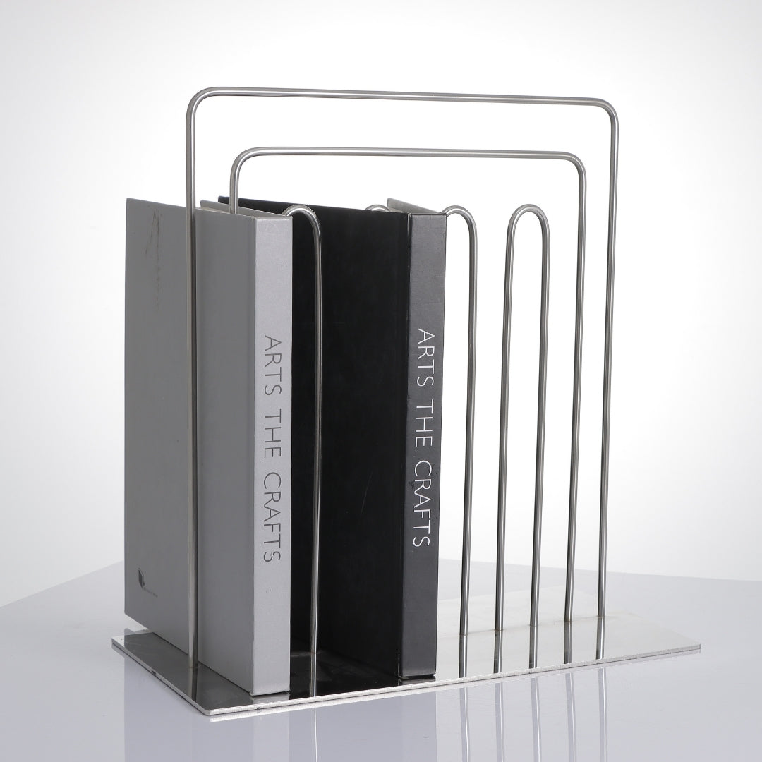 Modern Minimalism Silver Stainless Steel Magazine Holder