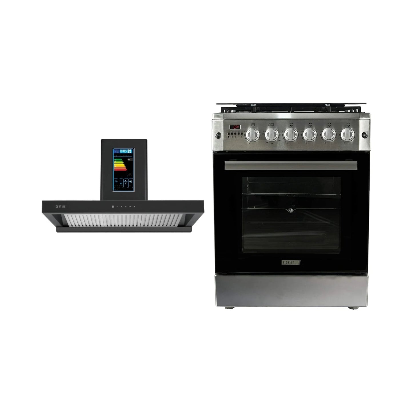 Carysil 60 cm Wall Mounted Chimney Energy Saving Chimney Berlin 60 + Carysil Cooking Range FSCR 01