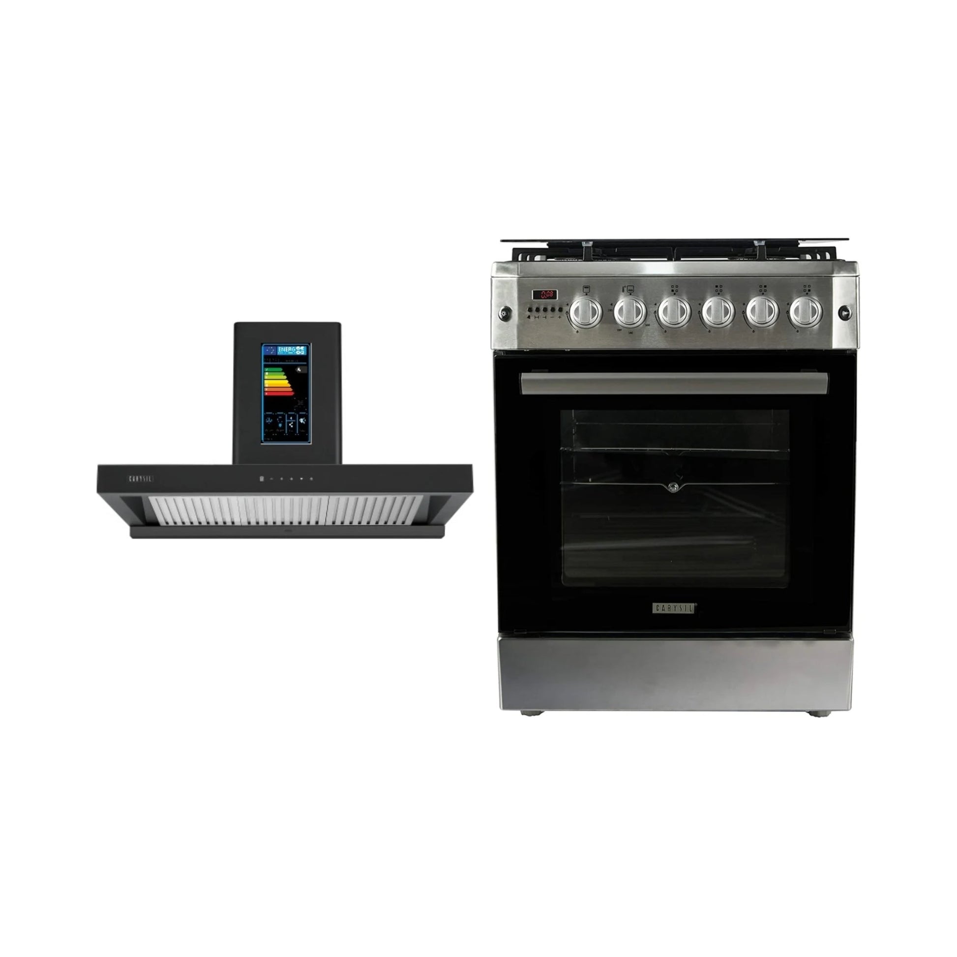 Carysil 60 cm Wall Mounted Chimney Energy Saving Chimney Berlin 60 + Carysil Cooking Range FSCR 01