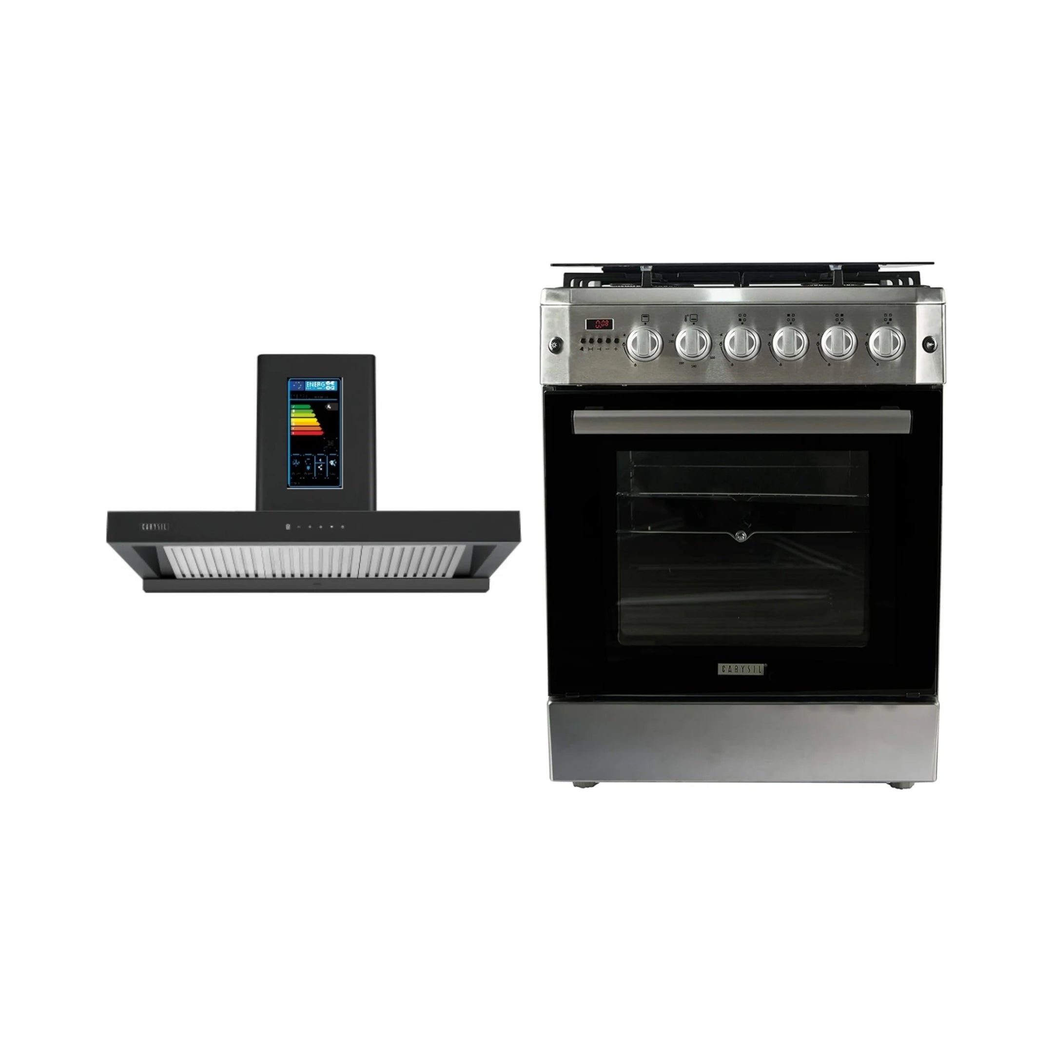 Carysil 60 cm Wall Mounted Chimney Energy Saving Chimney Berlin 60 + Carysil Cooking Range FSCR 01
