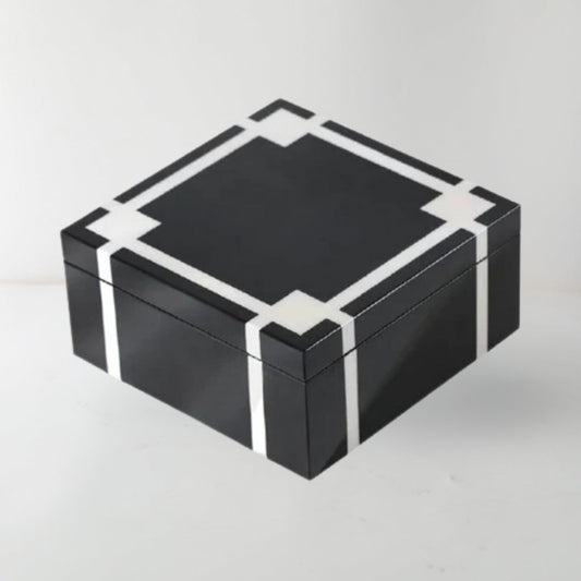 Chic Black & White MDF Jewelery Box Storage Box