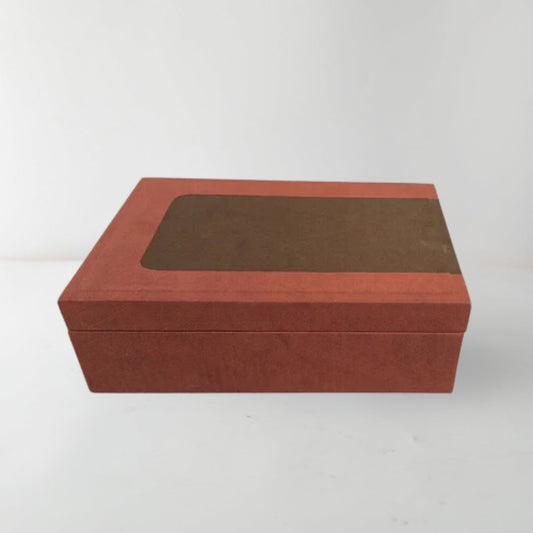 Chic Coffee & Orange MDF and Leather Storage Box
