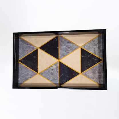 Chic Geometrics Triangular Wooden Decorative Tray