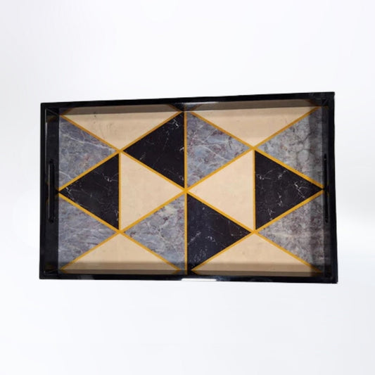 Chic Geometrics Triangular Wooden Decorative Tray
