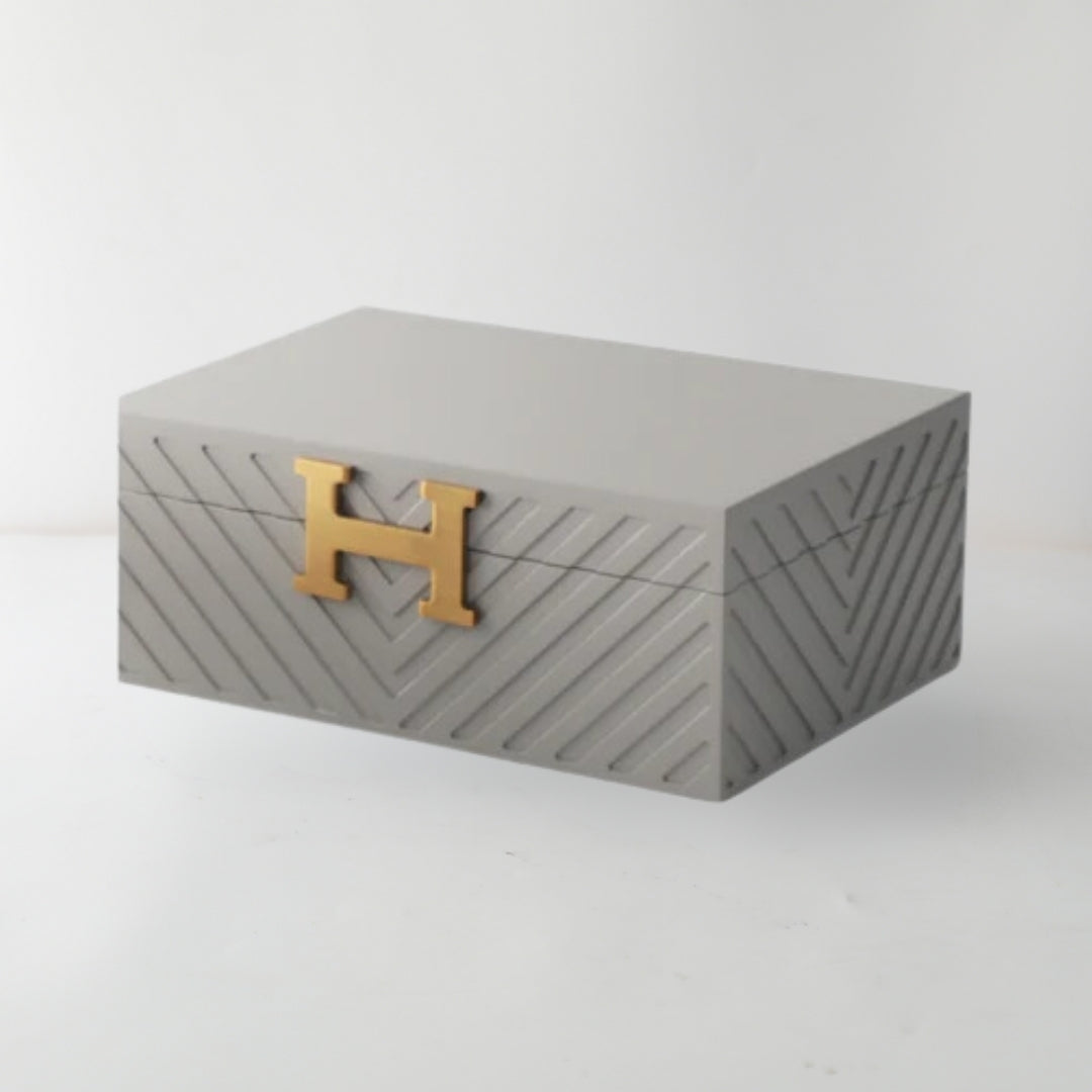 Contemporary Matt Grey MDF and Metal Storage Box