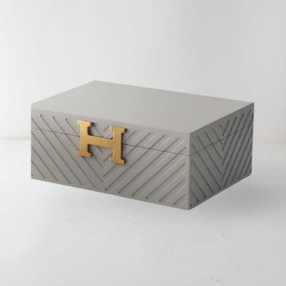 Contemporary Matt Grey MDF and Metal Storage Box
